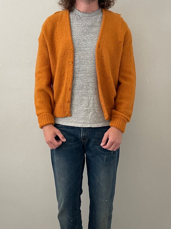 1960s burnt orange mohair blend cardigan