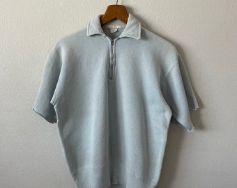 1950s Penney's sky blue quarter zip sweatshirt