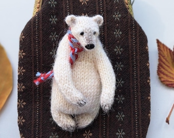 Modèle de tricot ours polaire PDF - Mini ours blanc - Tutoriel jouet à tricoter sans couture - Petit modèle de ours en peluche en anglais