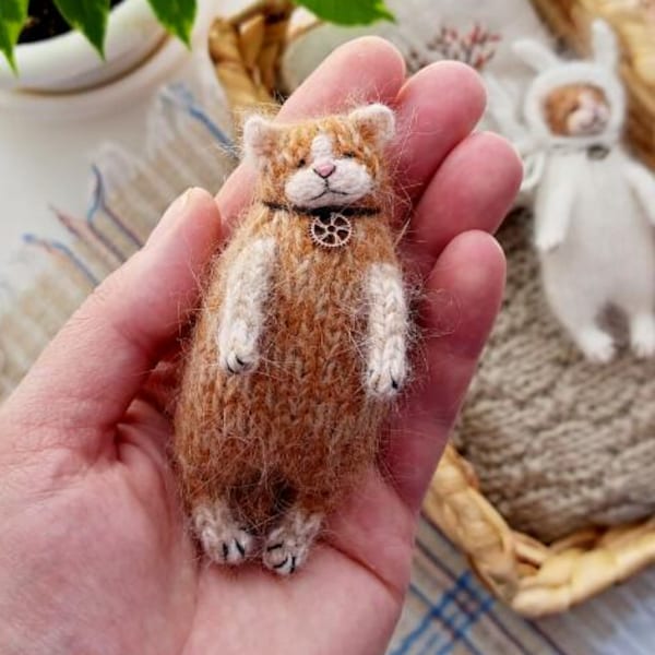 Cat Knitting Pattern • Bunny Costume Kitten PDF • Knit Cat Plush • DIY Soft Toy Tutorial in English