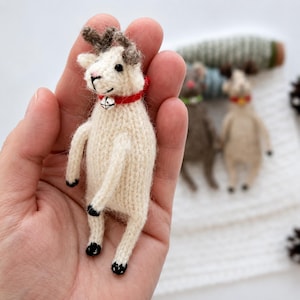 Christmas Reindeer Knitting Pattern PDF Tutorial • Small Knitted Deer Pattern • Christmas Ornament Toy Pattern • Rudolf Pattern in English