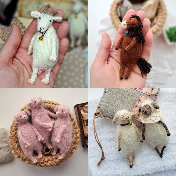 Farm Animal Knitting Patterns – Sheep, Pig, Goat, Horse Toy PDF Knitting Instructions