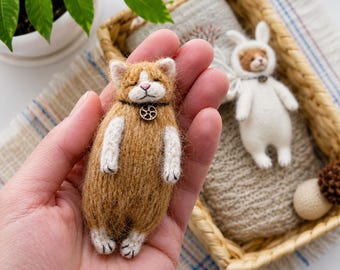 Cat Knitting Pattern • Bunny Costume Kitten PDF • Knit Cat Plush • DIY Soft Toy Tutorial in English