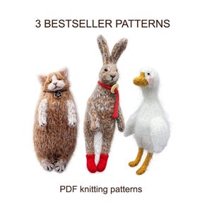 Stickmönsterpaket: Kanin, Katt, Gås Amigurumi-leksaker (PDF)