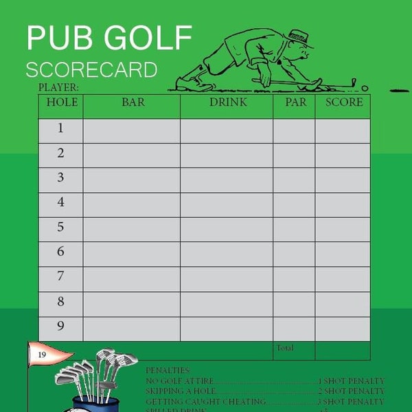 Pub Golf Template Etsy UK