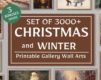 Christmas Print Set, Winter Gallery Wall, 3000 Christmas Prints, Rustic Wall Decor, Xmas Printable Wall Art Download