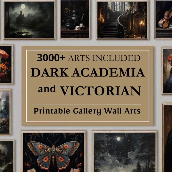 Set di gallerie senza tempo: oltre 3000 quadri da parete dai mondi vittoriano, vintage e gotico, kit di collage e stampe digitali, decorazioni Dark Academia