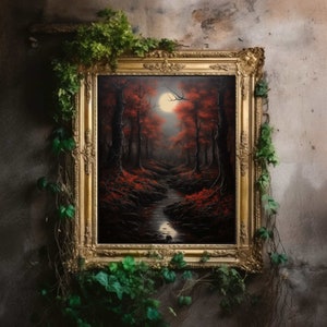 Dark Forest | Dark Academia Print, Moody Décor Room, Victorian Oil Painting, Cottagecore Wall Art, Witch Aesthetic, Gothic Printable Poster