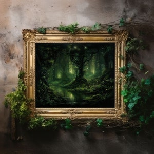 Dark Forest | Dark Academia Print, Moody Décor Room, Victorian Oil Painting, Cottagecore Wall Art, Witch Aesthetic, Gothic Printable Poster