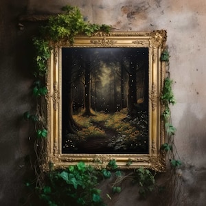 Dark Forest | Dark Academia Print, Moody Décor Room, Victorian Oil Painting, Cottagecore Wall Art, Witch Aesthetic, Gothic Printable Poster