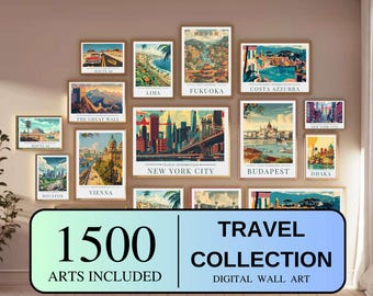 Over 1500 Travel Posters, World Travel Prints, Digital Art, Aesthetic Room Decor Cities, Posters Landscape Prints, Vintage Travel Prints