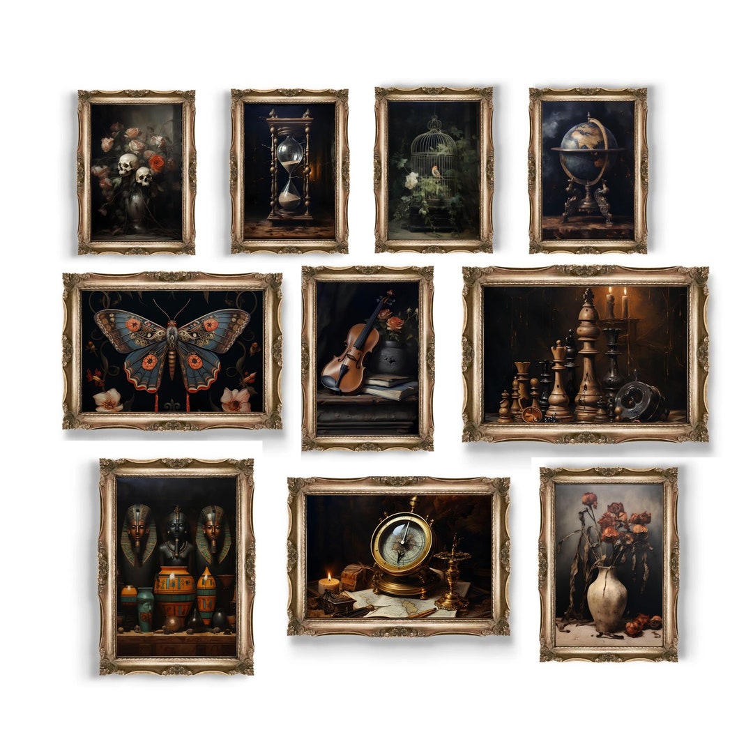 Set of 10 Dark Academia Gallery Wall Set, Vintage Goth, Victorian Room ...