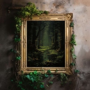 Dark Forest | Dark Academia Print, Moody Décor Room, Victorian Oil Painting, Cottagecore Wall Art, Witch Aesthetic, Gothic Printable Poster