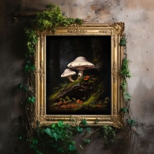 Pilz Print | Darkcore Cottage, Dekorzimmer, viktorianisches Ölgemälde, Academia Wandkunst, Gothic druckbare Poster