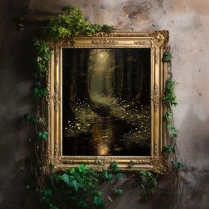 Dark Forest | Dark Academia Print, Moody Décor Room, Victorian Oil Painting, Cottagecore Wall Art, Witch Aesthetic, Gothic Printable Poster