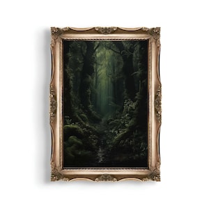 Dark Forest | Dark Academia Print, Moody Décor Room, Victorian Oil Painting, Cottagecore Wall Art, Witch Aesthetic, Gothic Printable Poster