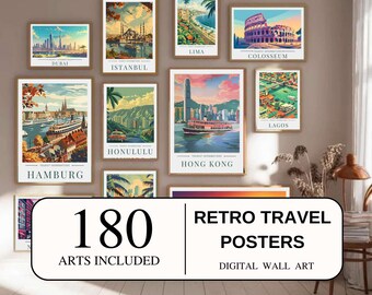Retro reisposters, +180 kunst, Wereldreisposters, Digitale Kunst, Steden, Landschapsposters, Landschapsposters, Vintage Reisposters, Wereldreisposters, Digitale Kunst