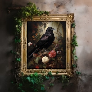 Cottagecore Print | Dark Academia Wandkunst, dunkles Vintage ästhetisches Dekor, viktorianischer botanischer Raum, Whimsigoth Poster druckbar