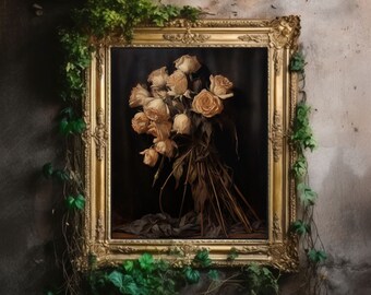 Dark Flowers, Dark Academia Decor, Dark Botanical Print, Vintage Gothic Poster, Goth Macabre Aesthetic Print, Dark Academia Wall Art