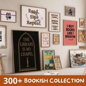 Book Lover Wall Art Bundle, 300 Printable Bookish Posters, Reading Aesthetic Decor Set, Digital Download for Readers & Libraries
