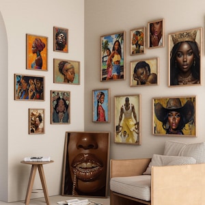 Arte nera, 300 stampe, arte di donne nere, poster di moda, stampe afroamericane, arte astratta da parete, arte stampabile, 140