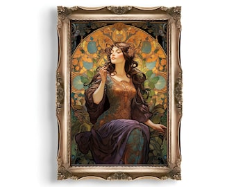 Alphonse Mucha / Stampa Alphonse Mucha / Vetrata Art Nouveau / Stampa poster d'arte opaca Giclée / Stampa Art Nouveau / Poster Art Noveau