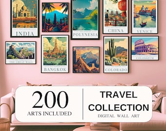Over 200 Travel Posters, World Travel Prints, Digital Art, Aesthetic Room Decor Cities, Posters Landscape Prints, Vintage Travel Prints