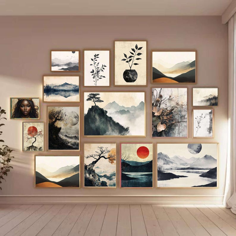 Japandi Wall Art SET of 200 Wabi Sabi Wall Art Prints Abstract Wall Art ...
