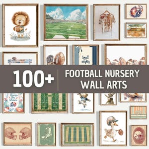 Football Nursery Wall Art Bundle 100+ Arts, Preppy Baby Boy Sports Room Decor, Vintage Football Prints, Printable Set, Teddy Bear Art