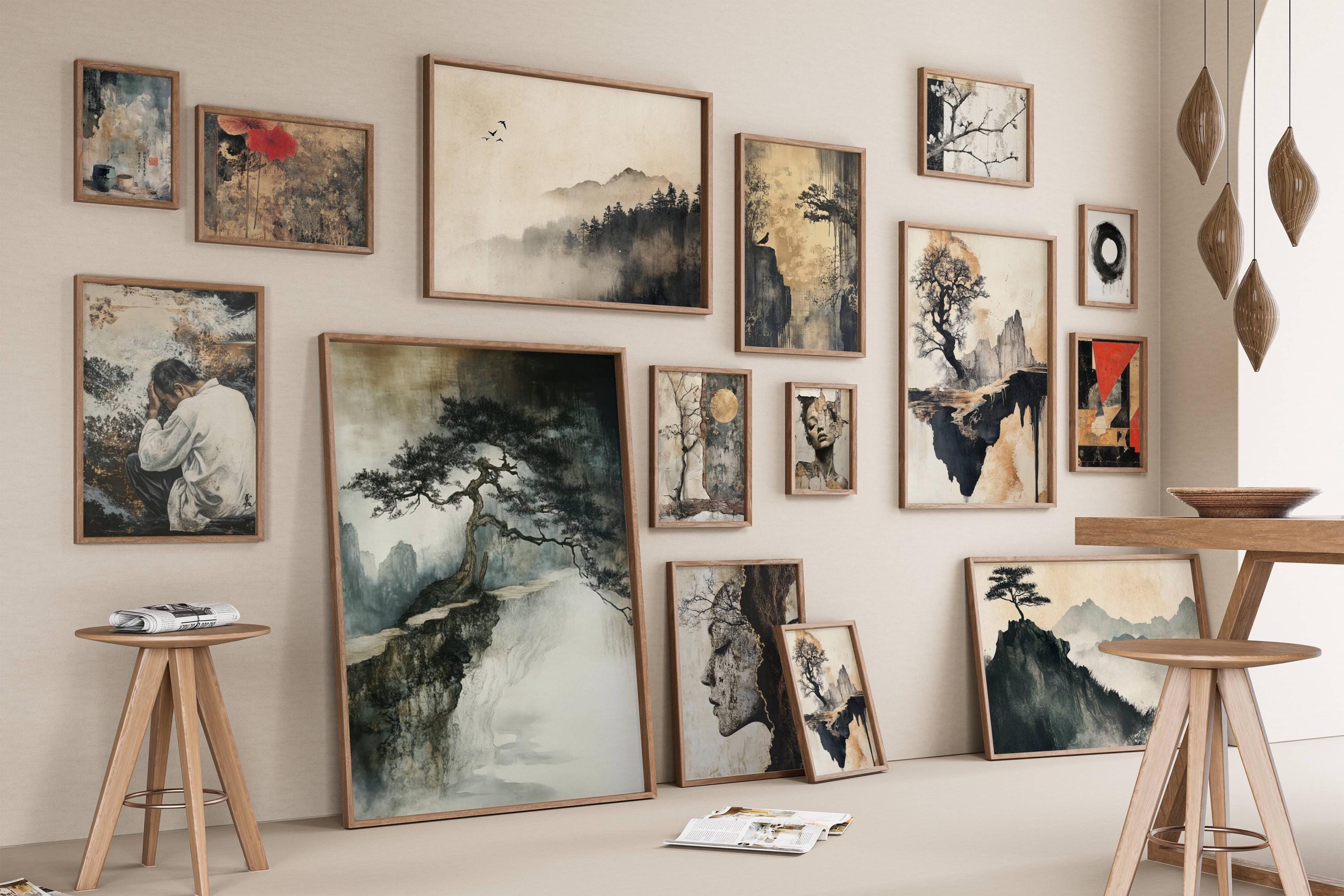 Japandi Wall Art SET of 200 Wabi Sabi Wall Art Prints Abstract Wall Art ...