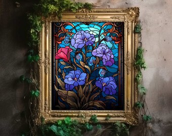 Dark Flowers, Dark Academia Decor, Dark Botanical Print, Vintage Gothic Poster, Goth Macabre Aesthetic Print, Dark Academia Wall Art