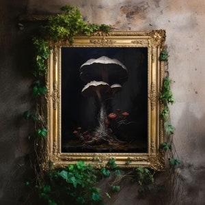 Pilz Druck| Dark Cottagecore, Dekor Zimmer, viktorianisches Ölgemälde, Academia Wandkunst, Hexe Ästhetik, Gothic druckbares Poster