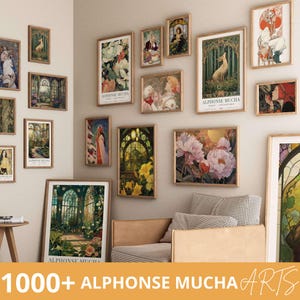 Over 1000+ Alphonse Mucha Art, Nouveau Prints, Vintage Digital Download Posters, Classic Decorative Wall Art, Printable Bundle