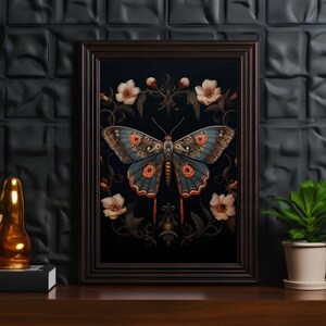 Moth Goth Wall Art, Gothic Academia Prints, Vampire Aesthetic, Dark Cottagecore Printable, Vintage Macabre Wall Decor, Witchy Art image 4