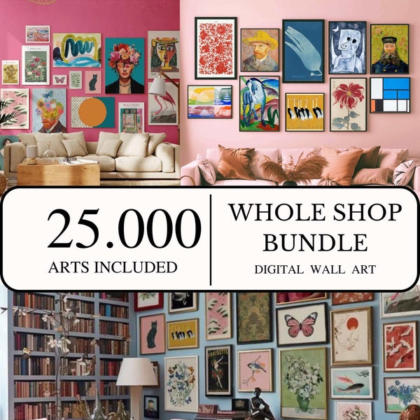 WHOLE SHOP SALE, Over 25'000 Prints, Wall art bundle, Vintage gallery sets, Eclectic and Maximalist prints, Altered art, Trendy posters