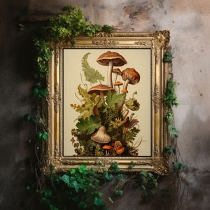 Pilz Druck| Dark Cottagecore, Dekor Zimmer, viktorianisches Ölgemälde, Academia Wandkunst, Hexe Ästhetik, Gothic druckbares Poster