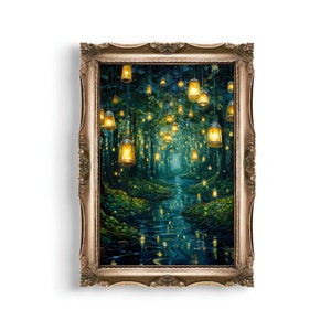 Spiritual Forest | Dark Academia Print, Moody Décor Room Oil Painting, Dark Forest Wall Art, Witch Aesthetic, Gothic Printable Poster