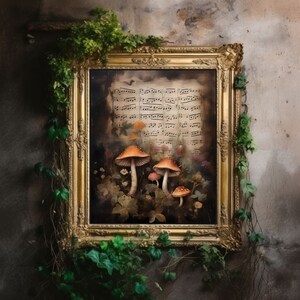 Pilz Druck| Dark Cottagecore, Dekor Zimmer, viktorianisches Ölgemälde, Academia Wandkunst, Hexe Ästhetik, Gothic druckbares Poster