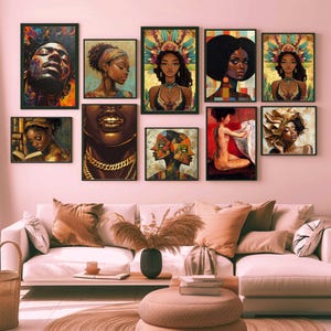 3 Stampe Su Tela Donna Afroamericana - Quadri Artistici Moderni 30x40 Cm - Decorazione Parete Per Soggiorno, Camera Da Letto