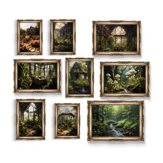 Set Di 3 Stampe Su Tela Con Funghi - Decorazione Murale Cottagecore Per Cameretta E Soggiorno
