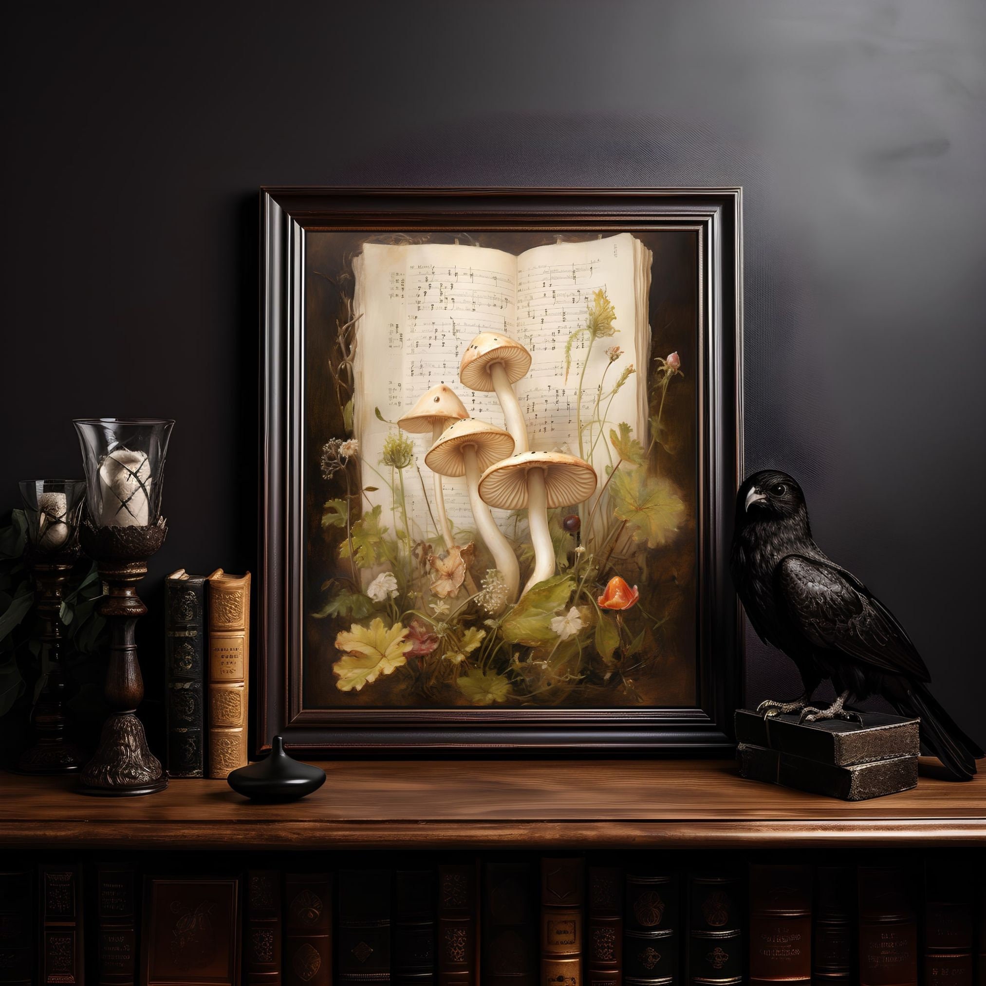 Mushroom Print Dark Cottagecore Décor Room Victorian Oil - Etsy