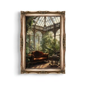 Victorian Conservatory | Baroque Botanical Renaissance Wall Decor, Cottagecore Aesthetic, Light Academia Print, Greenhouse Art Oil Painting