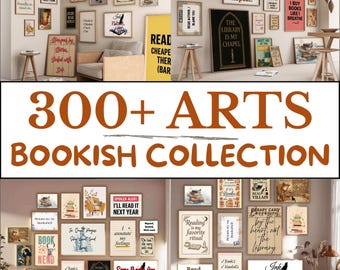 Book Lover Wall Art Bundle, 300+ Printable Bookish Posters, Reading Aesthetic Decor Set, Digital Download for Readers & Libraries