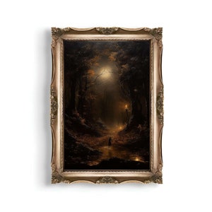 Dark Forest | Dark Academia Print, Moody Décor Room, Victorian Oil Painting, Cottagecore Wall Art, Witch Aesthetic, Gothic Printable Poster