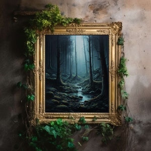 Dark Forest | Dark Academia Print, Moody Décor Room, Victorian Oil Painting, Cottagecore Wall Art, Witch Aesthetic, Gothic Printable Poster