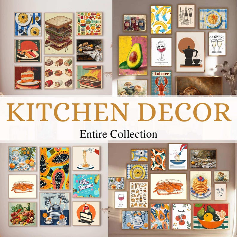 150 kitchen art prints: mega bundle, trendy gallery... 50.000 ECLECTIC MEGA BUNDLE Printable Wall Art, Whole Shop Sale ...