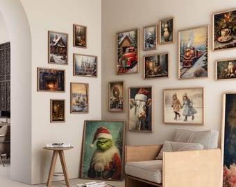 Christmas Print Set, Winter Gallery Wall, 3000 Christmas Prints, Rustic Wall Decor, Xmas Printable Wall Art Download