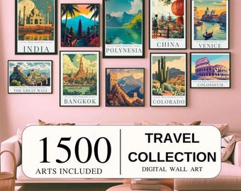 Over 1500 Travel Posters, World Travel Prints, Digital Art, Aesthetic Room Decor Cities, Posters Landscape Prints, Vintage Travel Prints