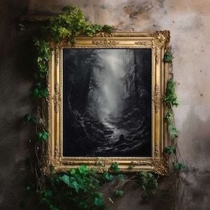 Dark Forest | Dark Academia Print, Moody Décor Room, Victorian Oil Painting, Cottagecore Wall Art, Witch Aesthetic, Gothic Printable Poster