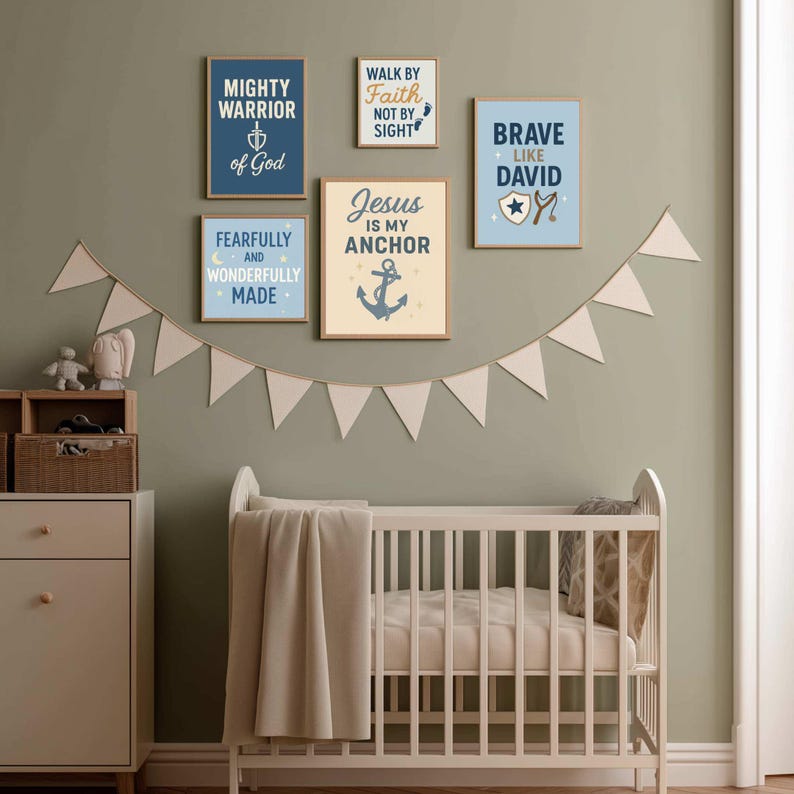 Kids Bible Verse Wall Art Set of 6, Boys Room Decor Christian Prints ...
